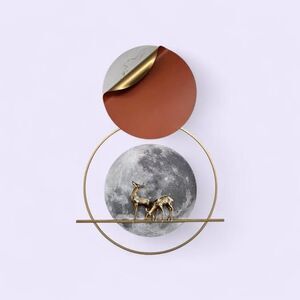 Modern Metal Wall Art Deer and Moon Sculpture Geometric Wall Décor